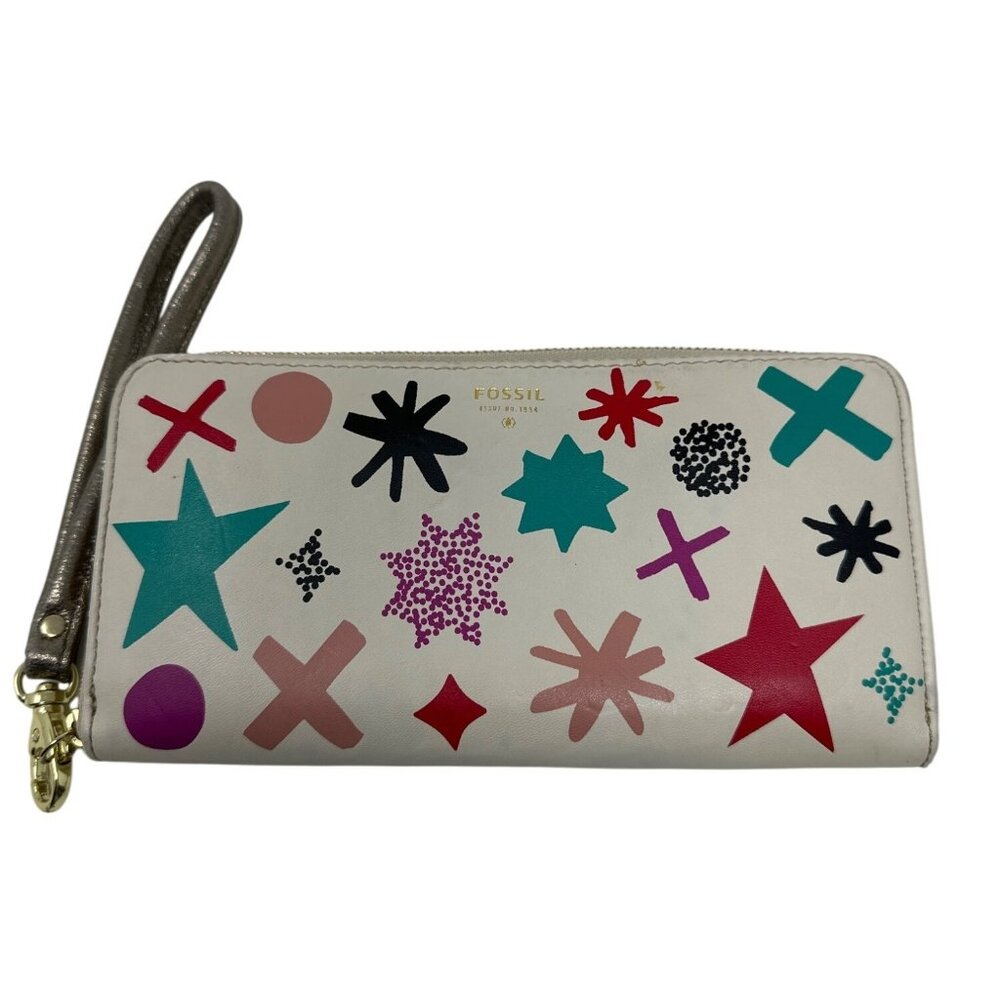 FOSSILโ Sydney Leather Zip Clutch Wallet Wristlet Organizer SL4265